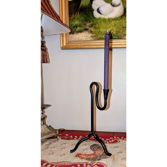 Hand Forged Wrought Iron Blacksmith Made Mid-Century Modern Candlestick Holder - Picture 10 of 10